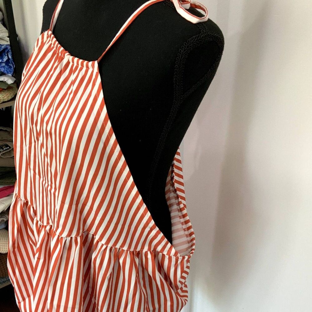 Orange Striped Drapey Spaghetti Tie Straps Size L Excellent Condition!!